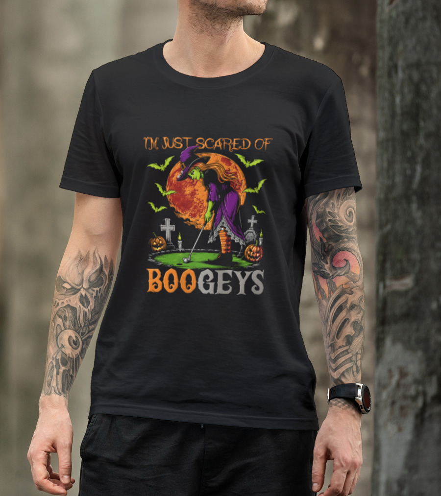 I'm Just Scared Of Bogeys Halloween Golf Witch Graveyard T-Shirt