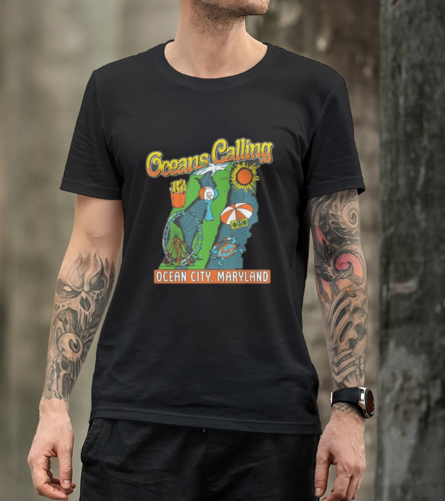 Oceans Calling Ocean City Maryland Festival Map Lineup T-Shirt