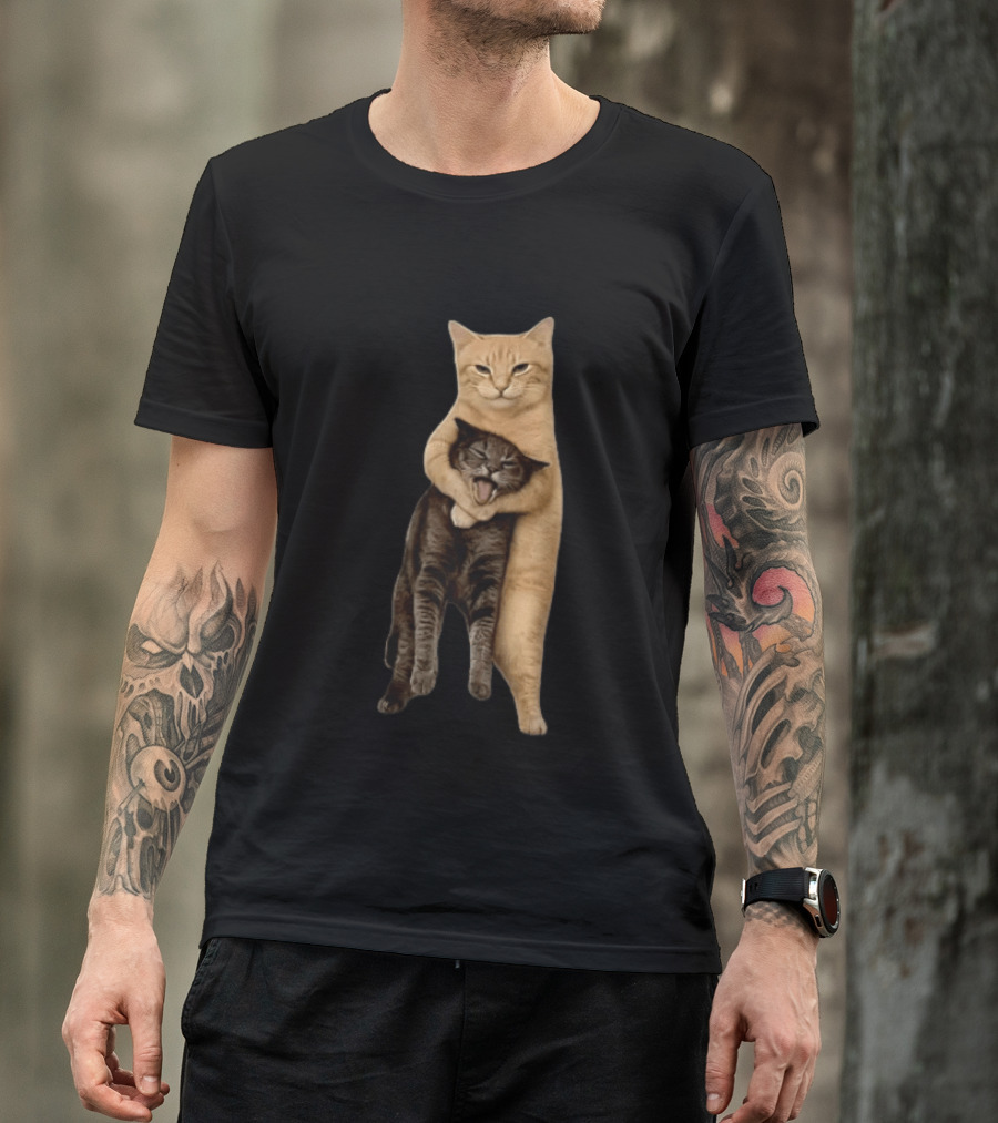 Orange Cat Hugging Grey Cat T-Shirt