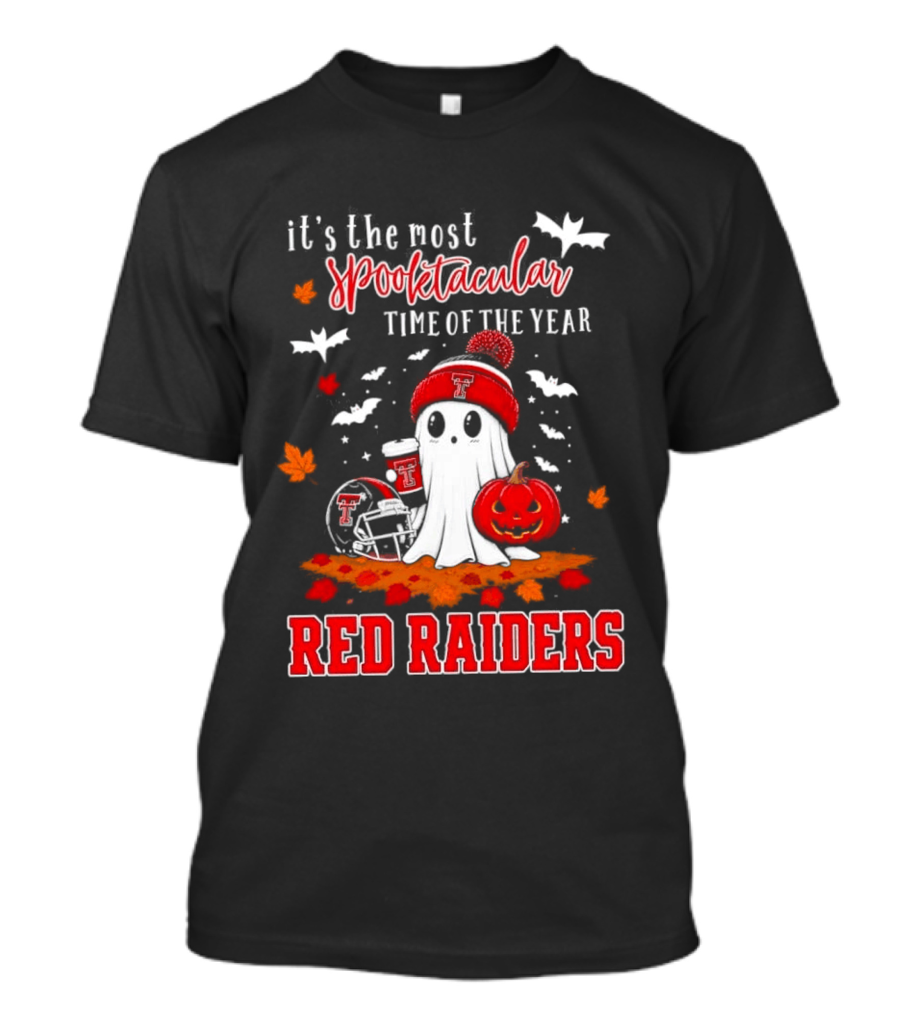 It's The Most Spooktacular Time Of The Year Texas Tech Red Raiders Halloween Pumpkin Ghost T-Shirt