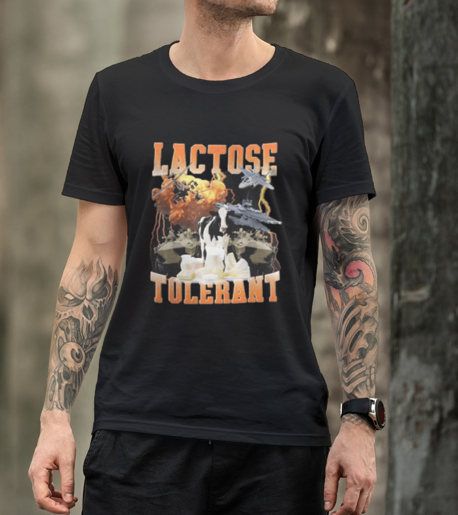 Lactose Tolerant Cow With Military Vehicles And Explosions T-Shirt