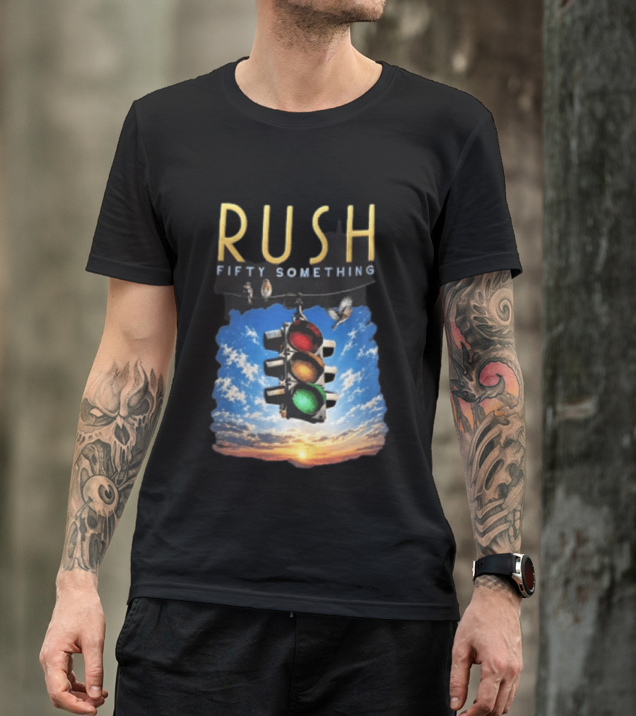 Rush Fifty Something Traffic Light Birds Blue Sky Sunset T-Shirt