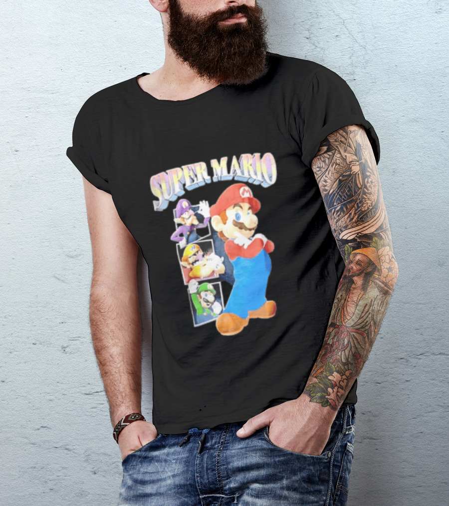 Super Mario With Luigi Wario And Waluigi Characters T-Shirt