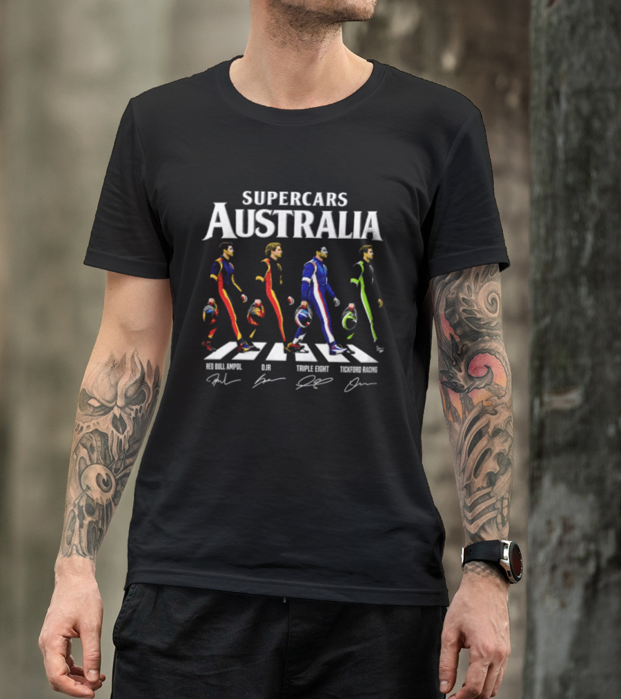 Supercars Australia Red Bull Ampol DJR Triple Eight Tickford Racing Drivers Crossing Abbey Road T-Shirt
