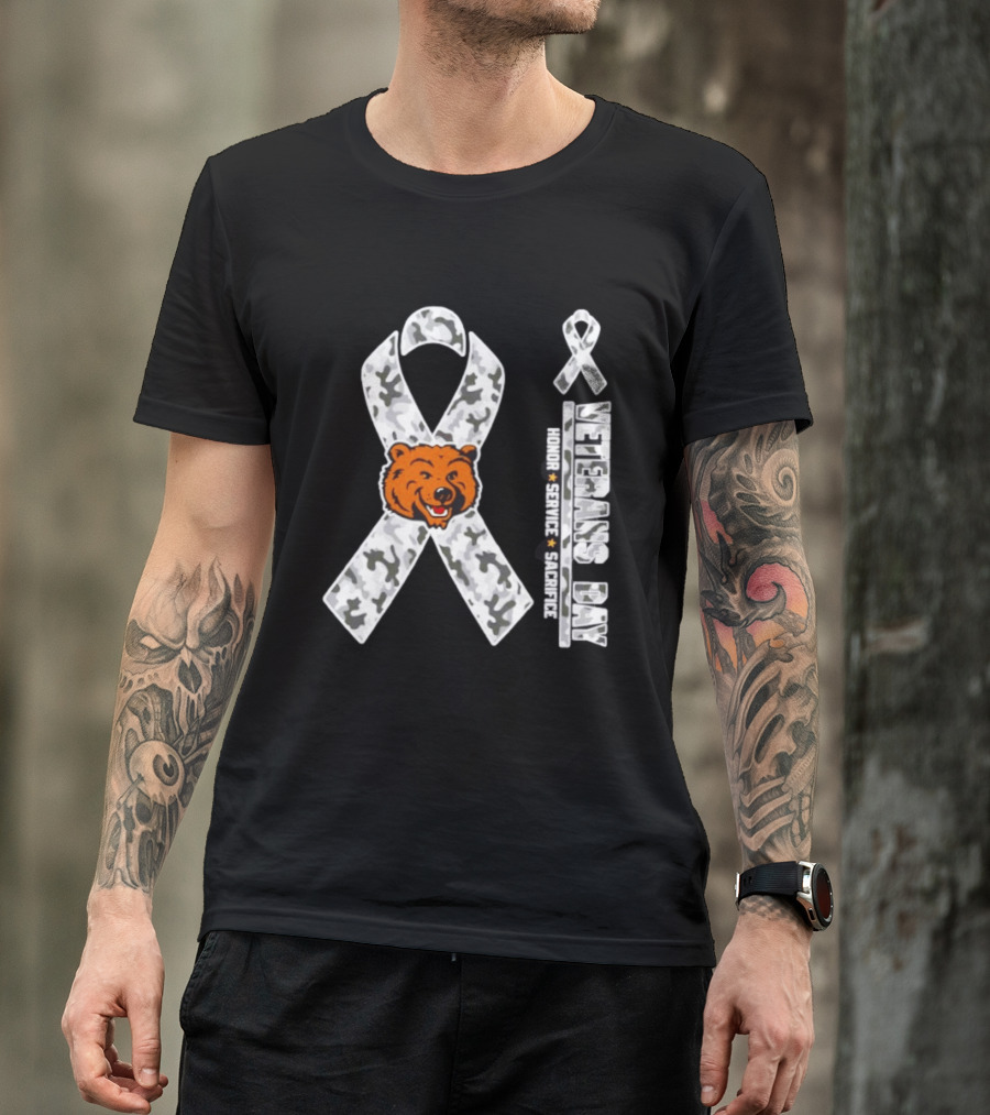 UCLA Bruins Veterans Day 2026 Honor Service Sacrifice Camo Ribbon Bear T-Shirt
