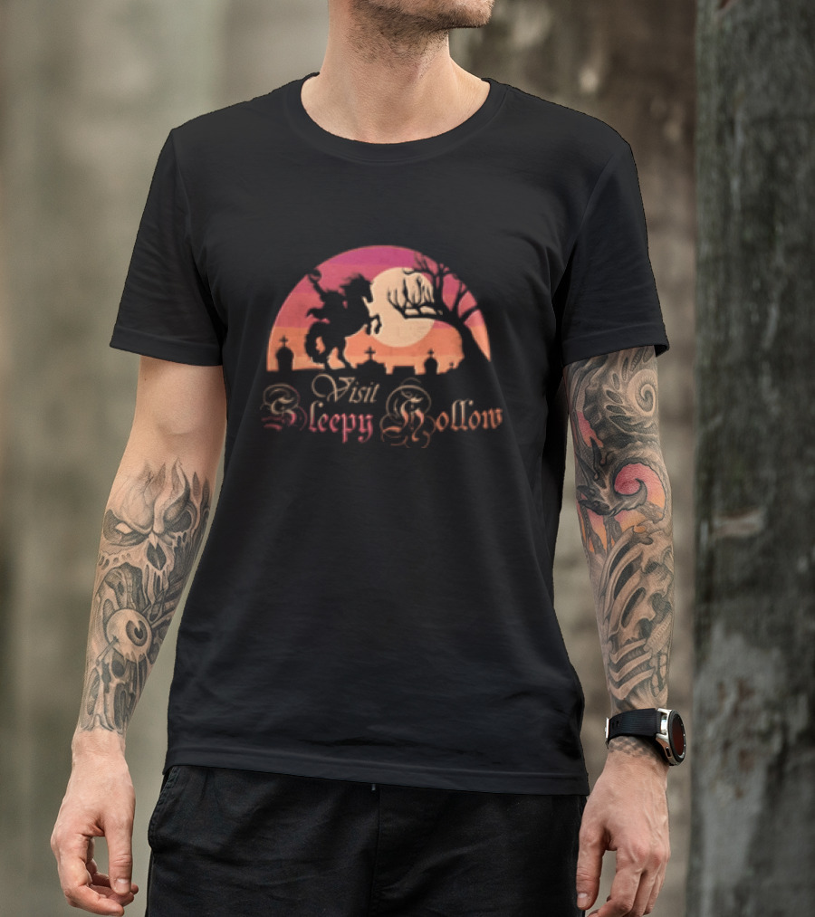Visit Sleepy Hollow Headless Horseman Graveyard Sunset T-Shirt