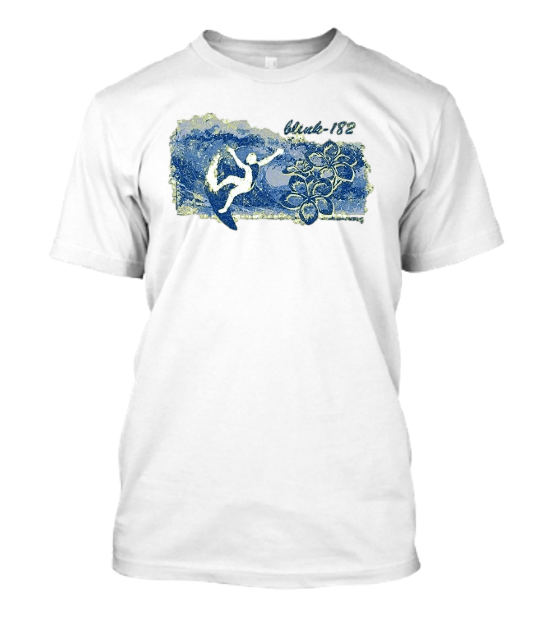 Blink 182 Surfer With Floral Wave T-Shirt