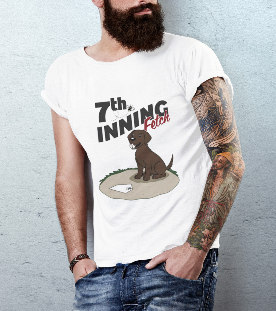 7th Inning Fetch Chocolate Lab Baseball Puppy T-Shirt