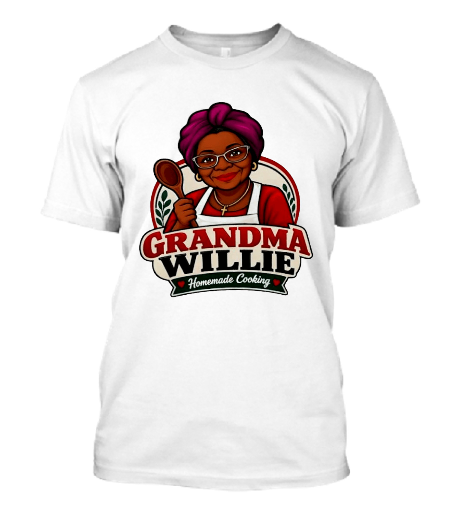 Grandma Willie Homemade Cooking Kitchen Apron Vector T-Shirt