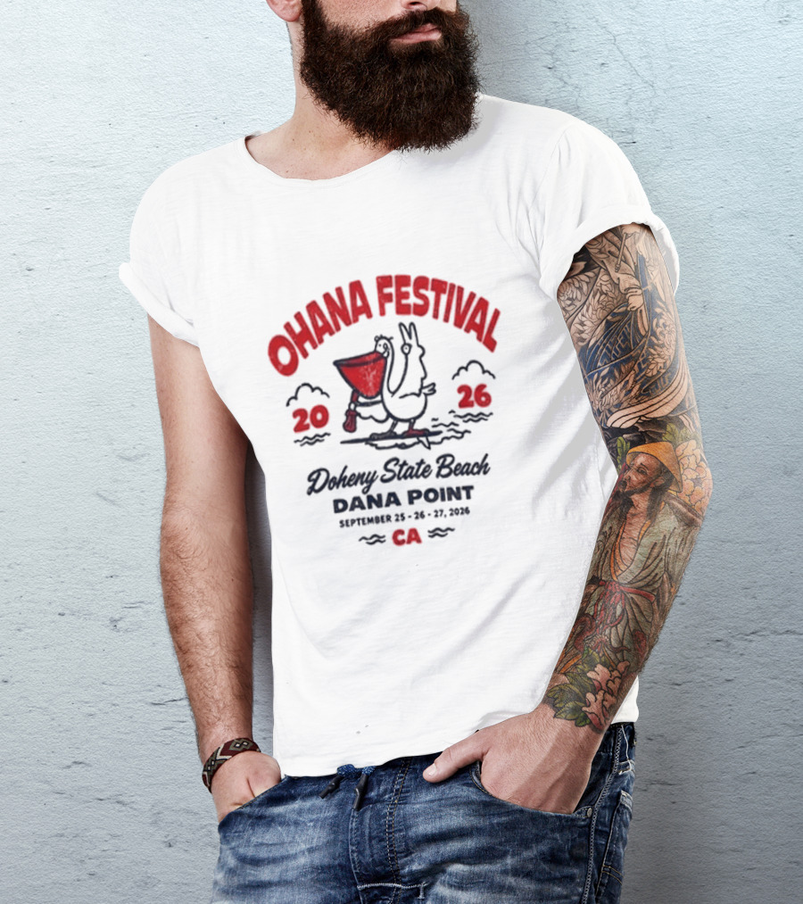Ohana Festival 2026 Doheny State Beach Dana Point September 25 27 CA Surf Pelican T-Shirt