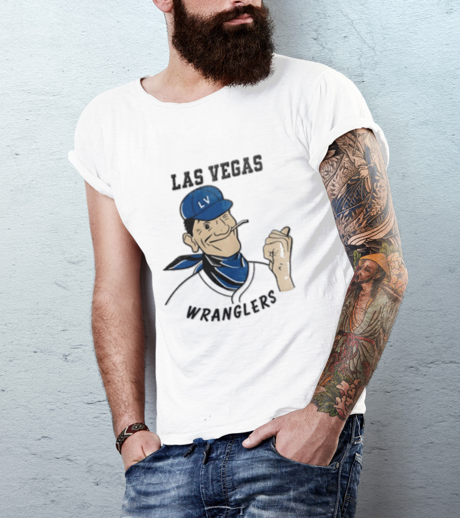 Las Vegas Wranglers Vintage Cartoon Character With Hat And Bandana T-Shirt
