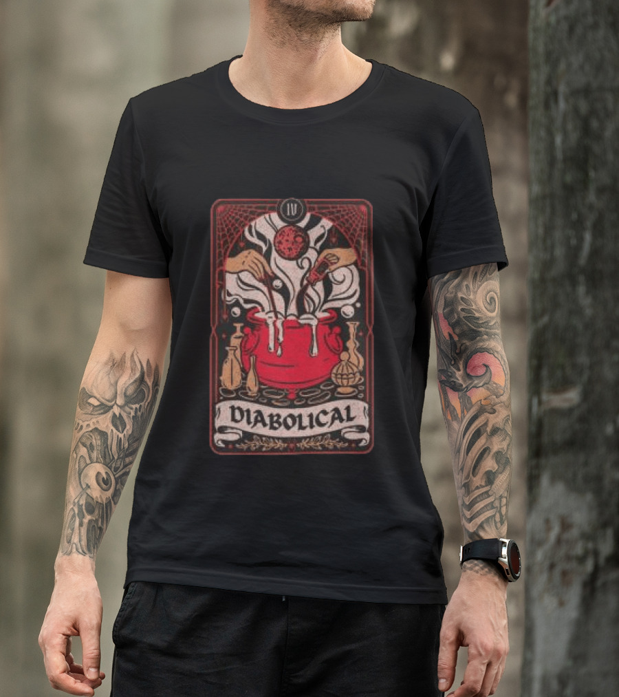 Do We Know Them Store Diabolical Tarot Card Cauldron Magic T-Shirt