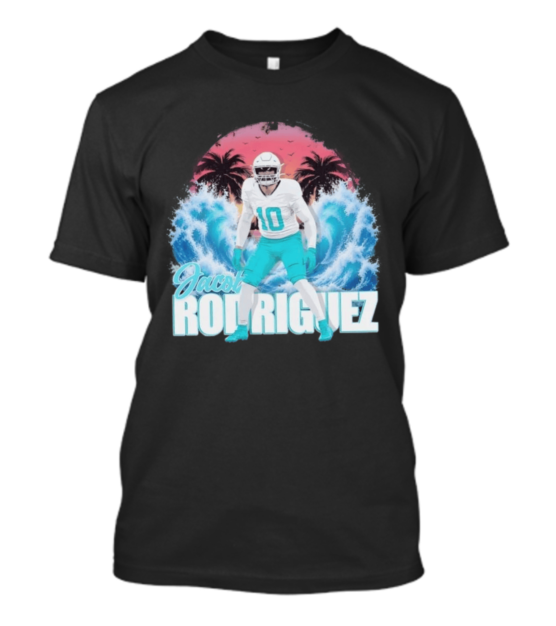 Jacob Rodriguez Miami Dolphins Tidal Wave Football Player Tropical T-Shirt