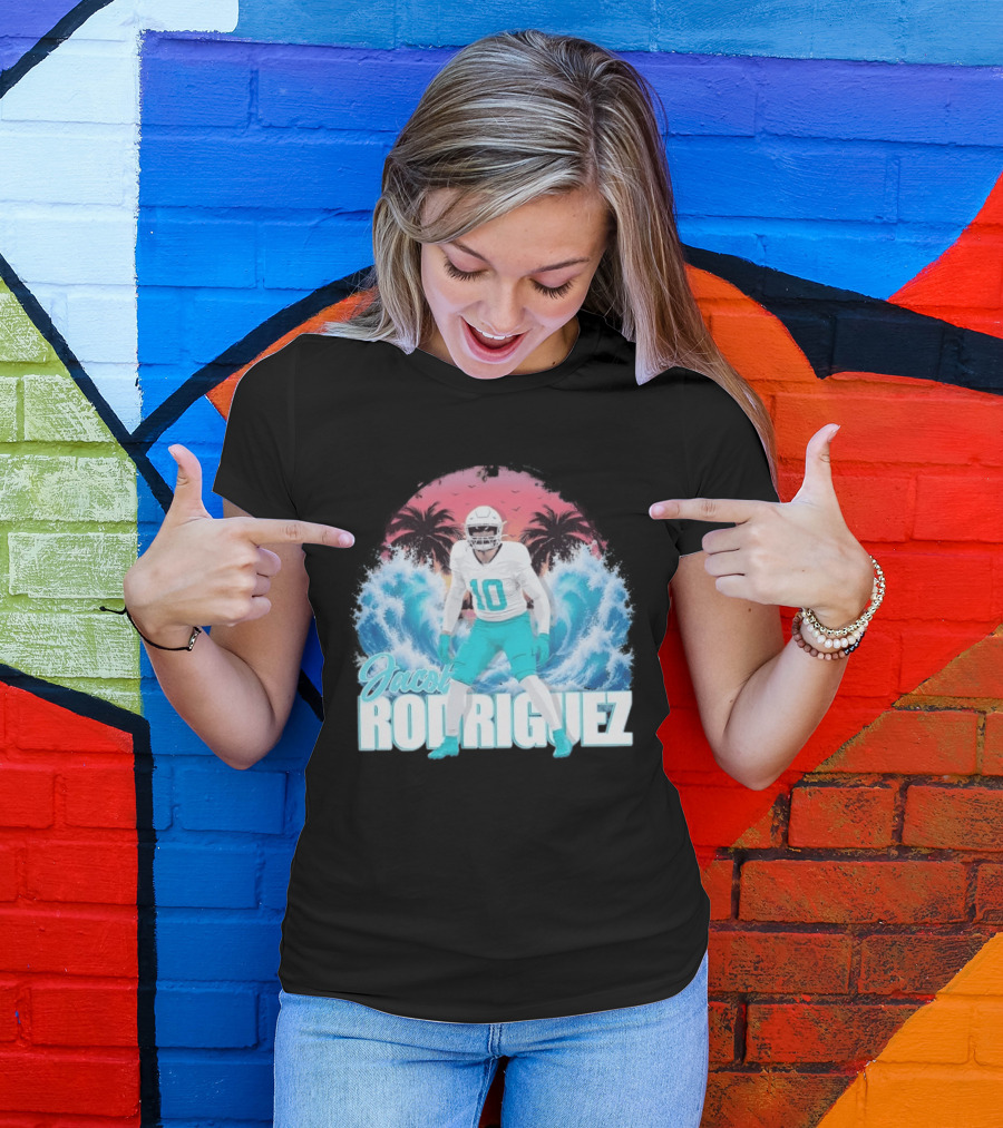Jacob Rodriguez Miami Dolphins Tidal Wave Football Player Tropical T-Shirt