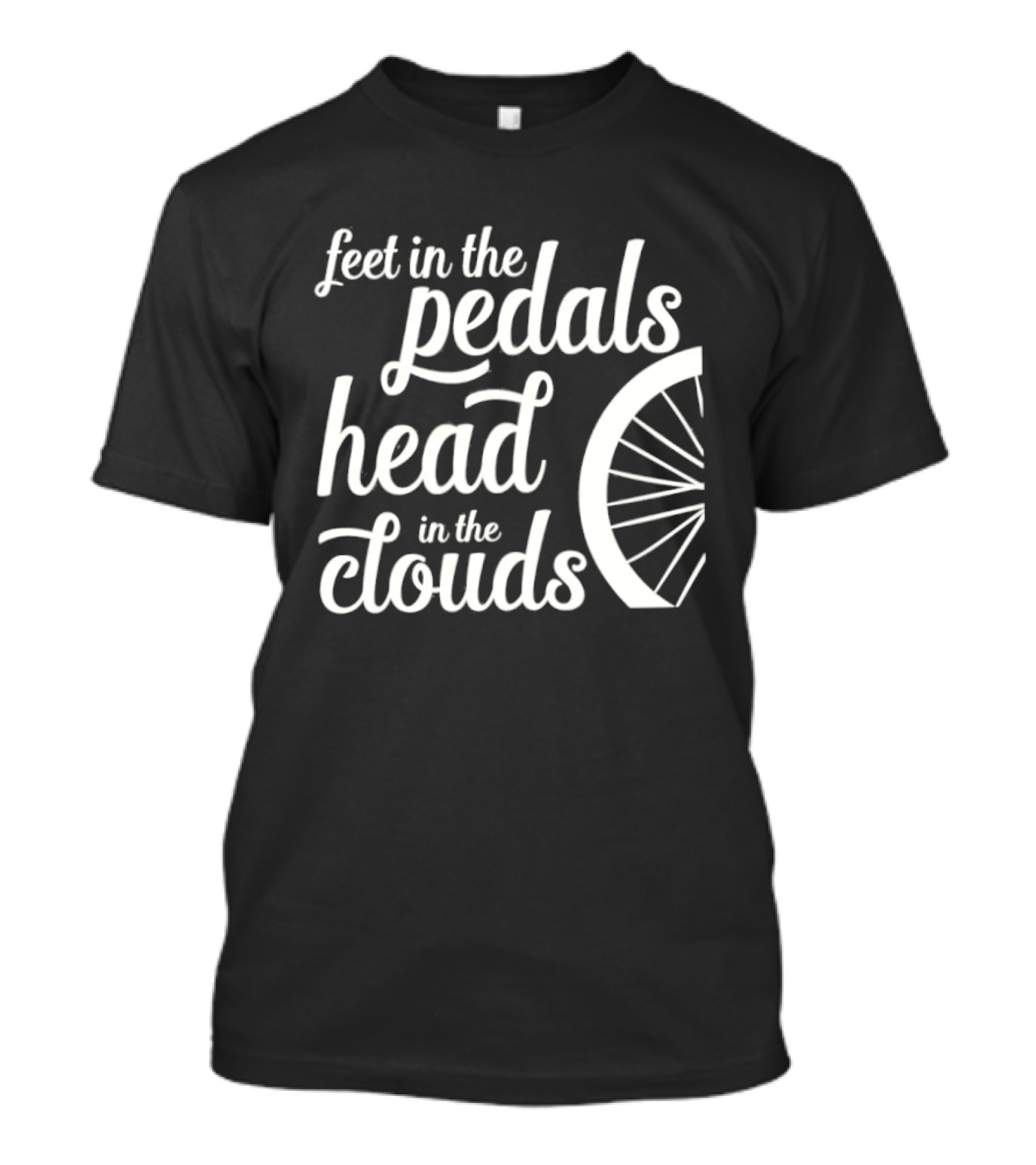 Feet In The Pedals Head In The Clouds Bicycle Wheel T-Shirt
