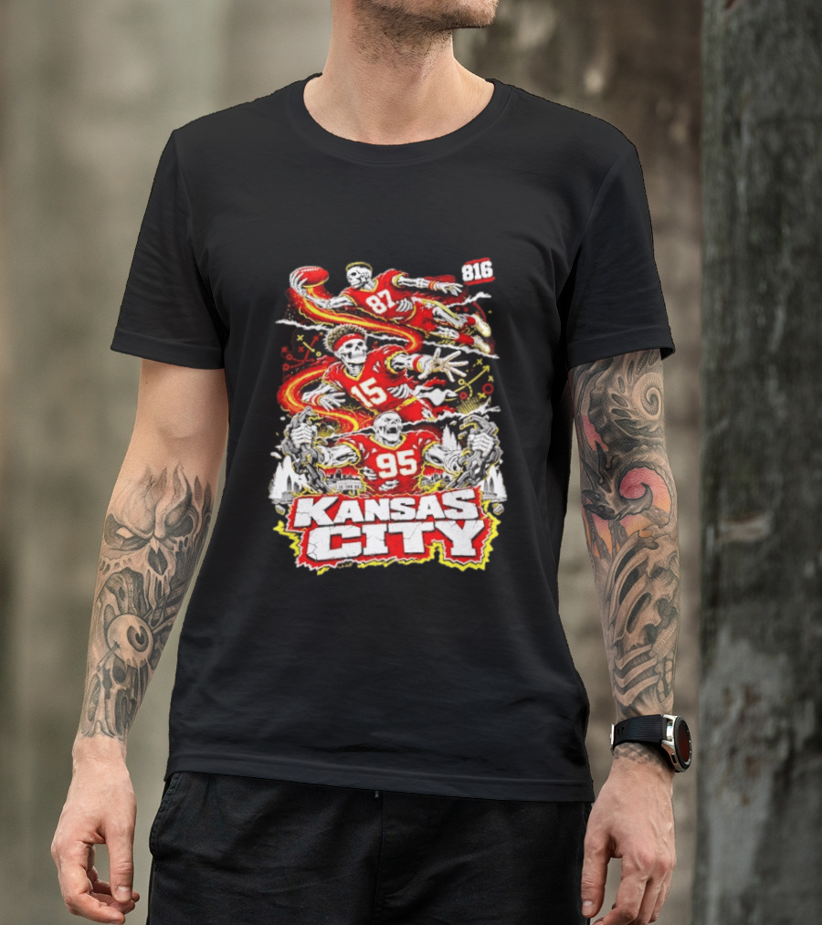 Kansas City Chiefs Skeleton Players Halloween 87 95 15 816 T-Shirt