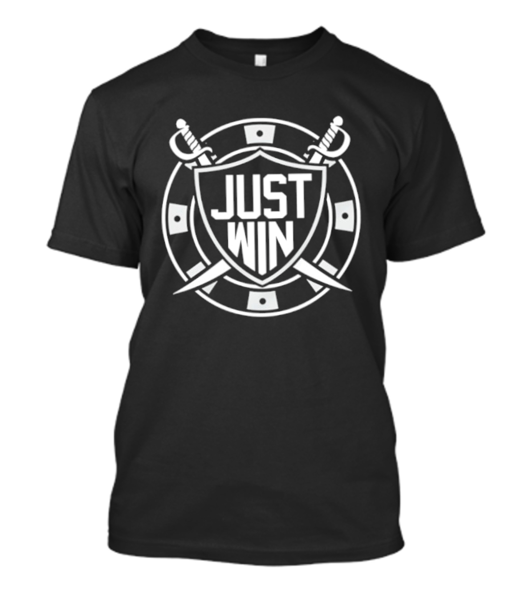 Las Vegas Raiders Just Win Shield And Swords Poker Chip T-Shirt