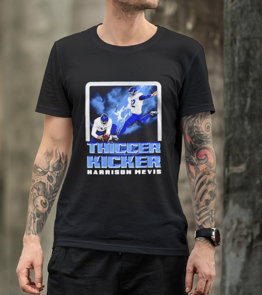 Los Angeles Rams Thiccer Kicker Harrison Mevis Football Action T-Shirt