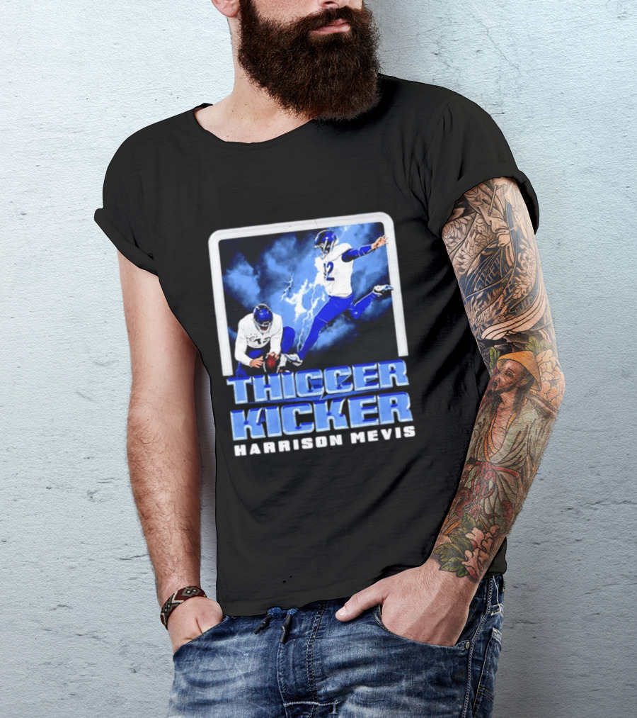Los Angeles Rams Thiccer Kicker Harrison Mevis Football Action T-Shirt