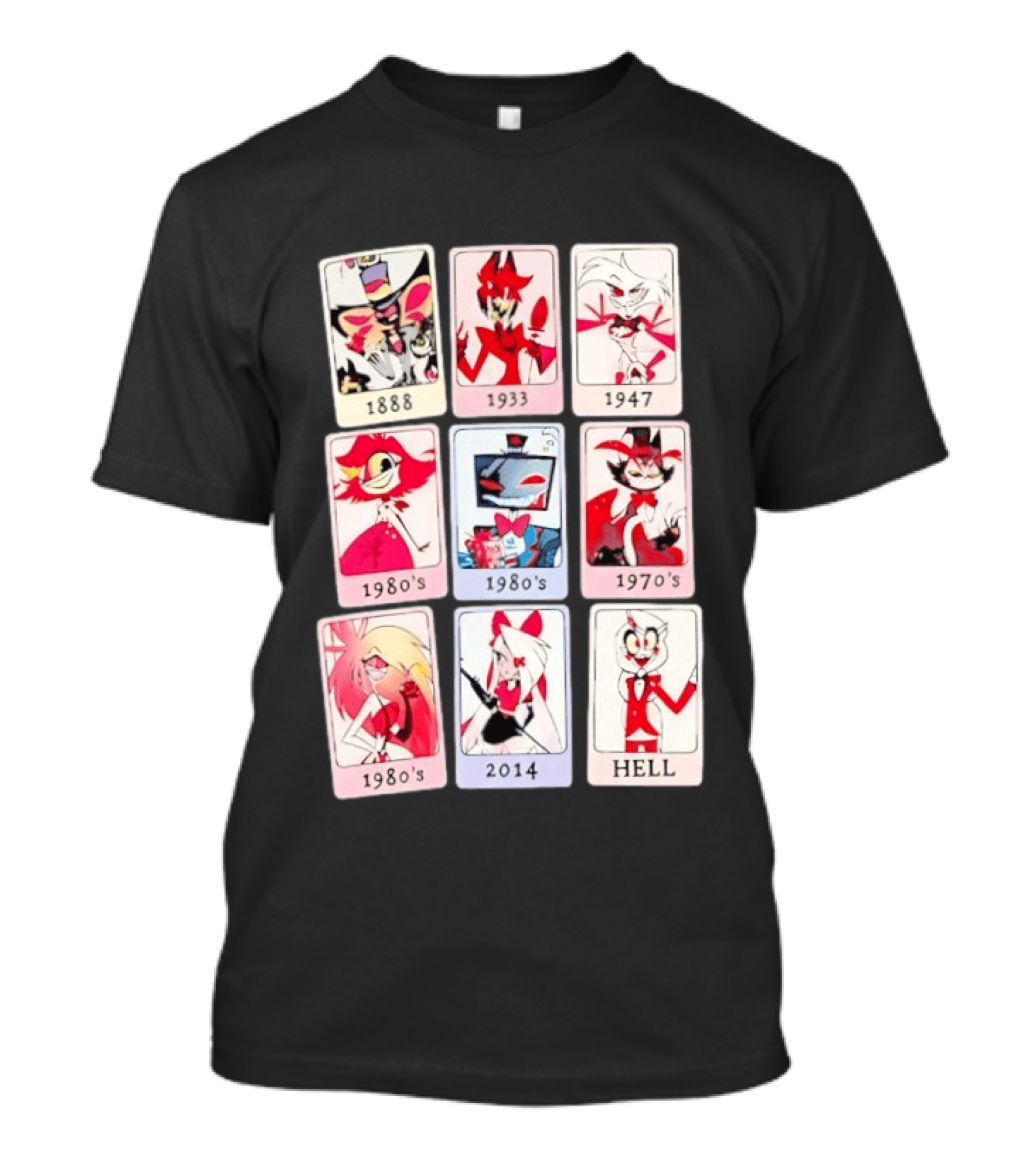 Hazbin Hotel 1888 1933 1947 1970s 1980s 2014 Hell T-Shirt