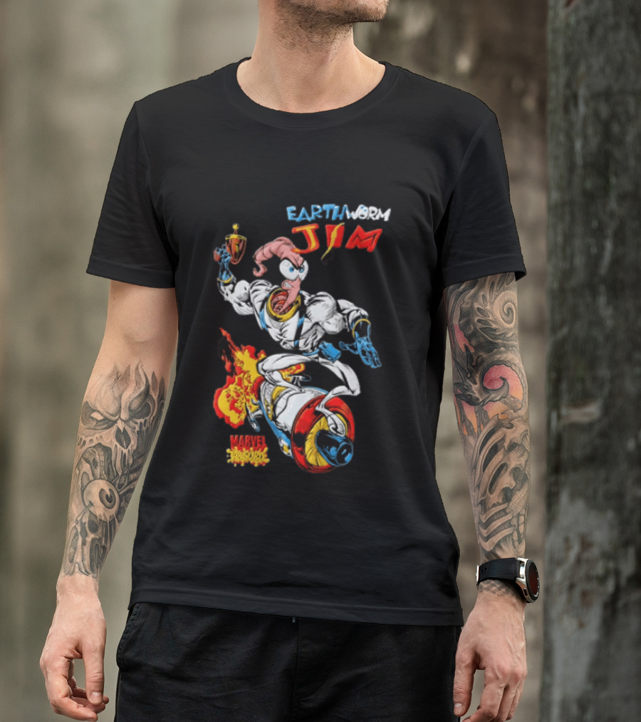 Earthworm Jim Marvel Absurd Dynamic Action Scene T-Shirt