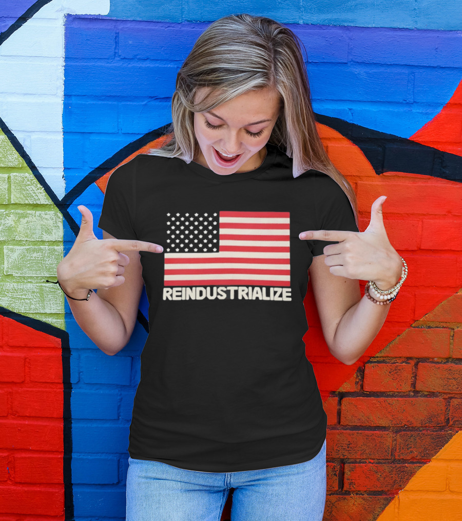 Reindustrialize United States Flag Stars And Stripes T-Shirt