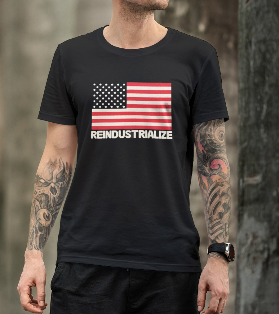Reindustrialize United States Flag Stars And Stripes T-Shirt