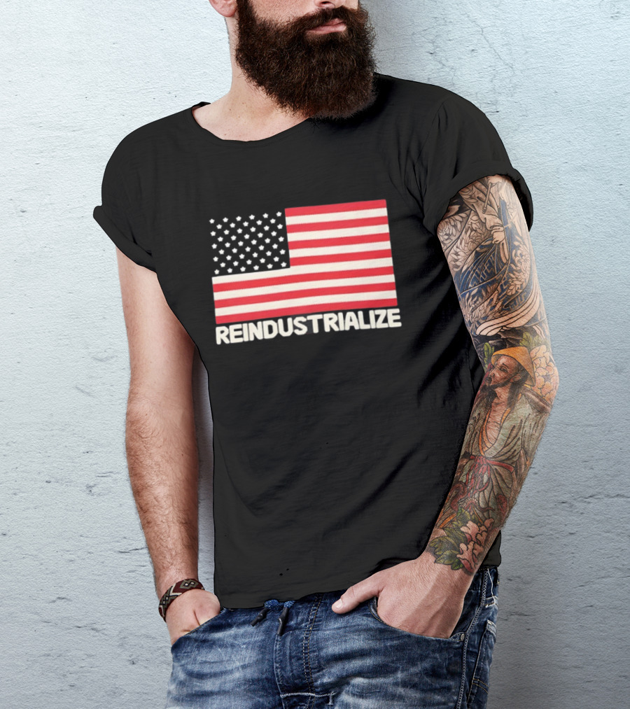 Reindustrialize United States Flag Stars And Stripes T-Shirt