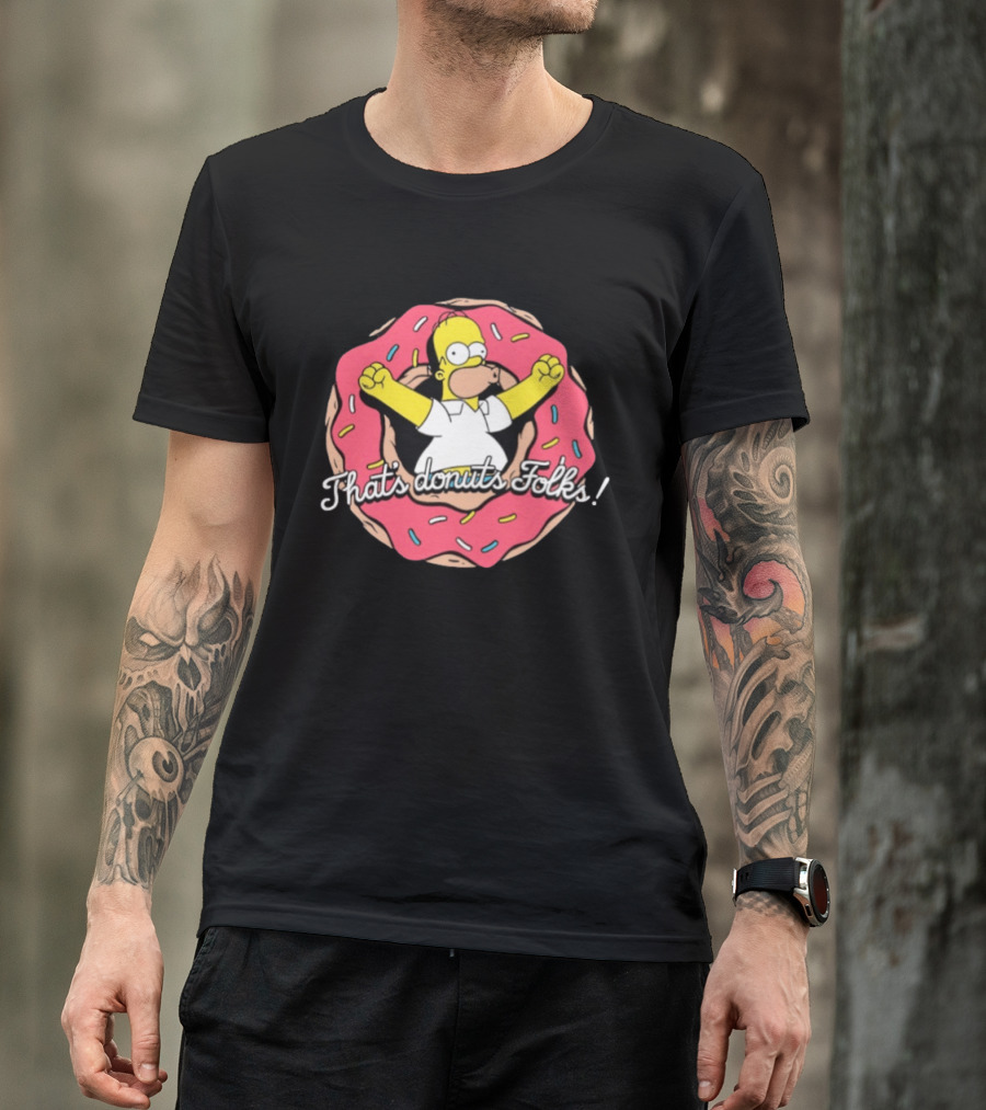 The Simpsons Looney Tunes Homer Simpson That's Donuts Folks Collaboration T-Shirt