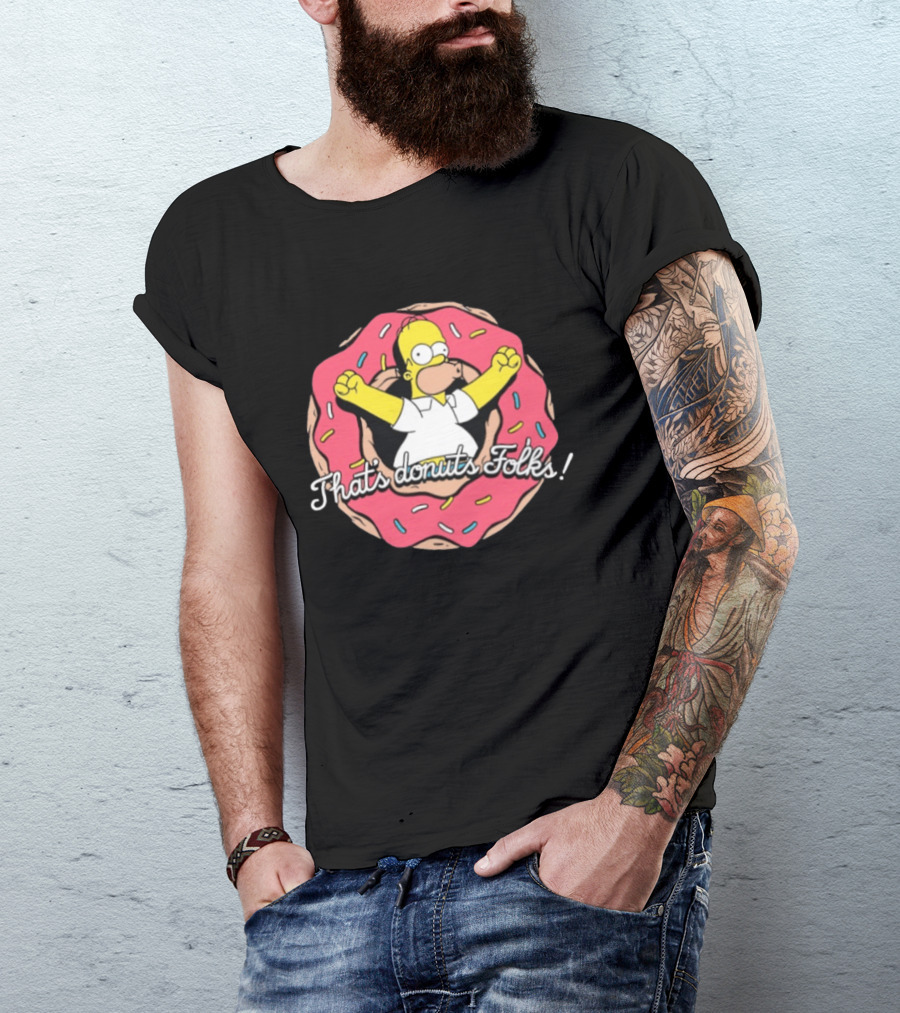 The Simpsons Looney Tunes Homer Simpson That's Donuts Folks Collaboration T-Shirt