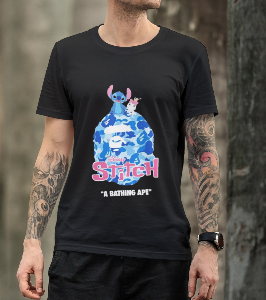 Disney Stitch A Bathing Ape Bape Camo Collaboration 2026 T-Shirt