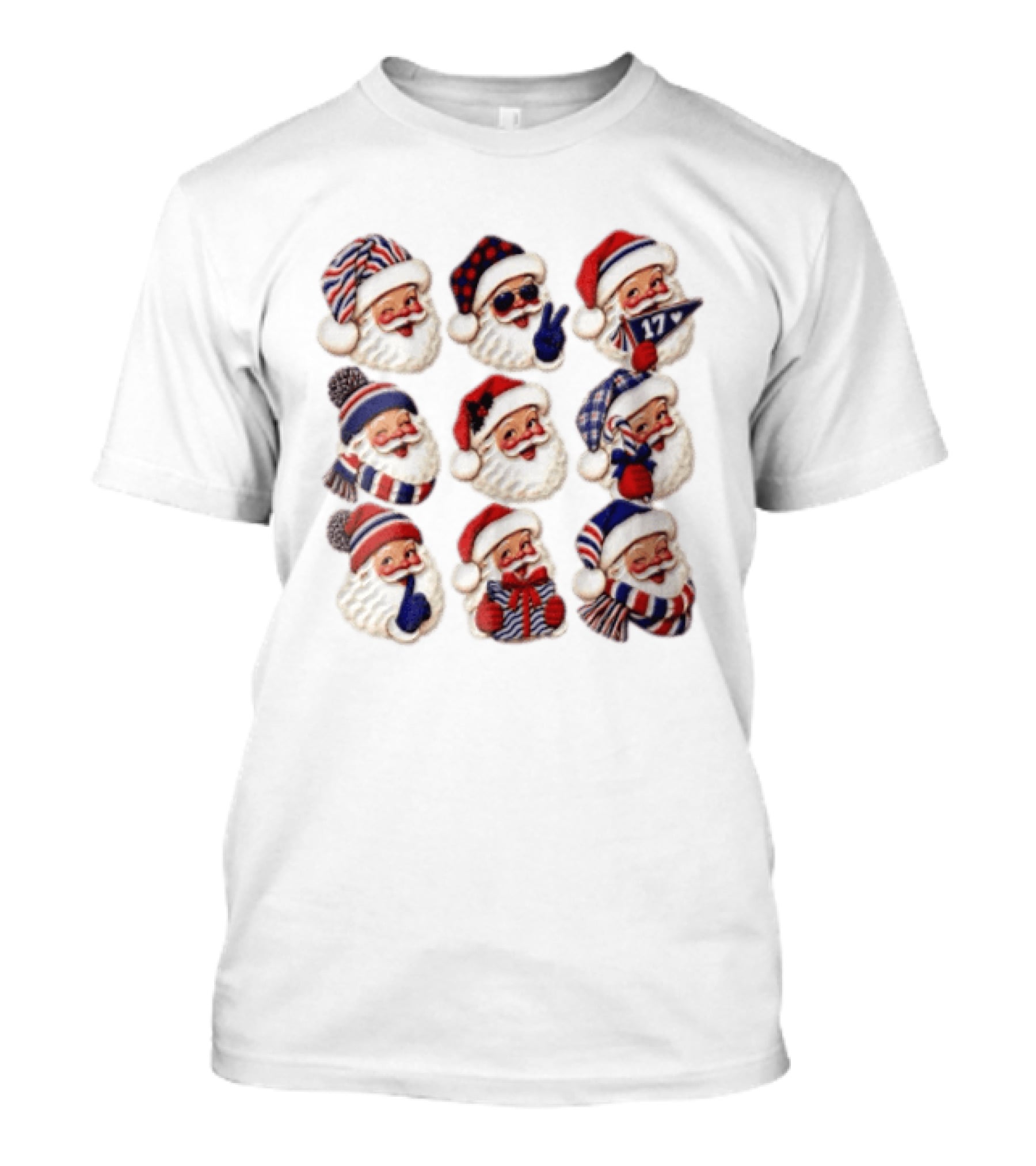 Buffalo Christmas Santas In Holiday Hats And Scarves With 17 Banner T-Shirt