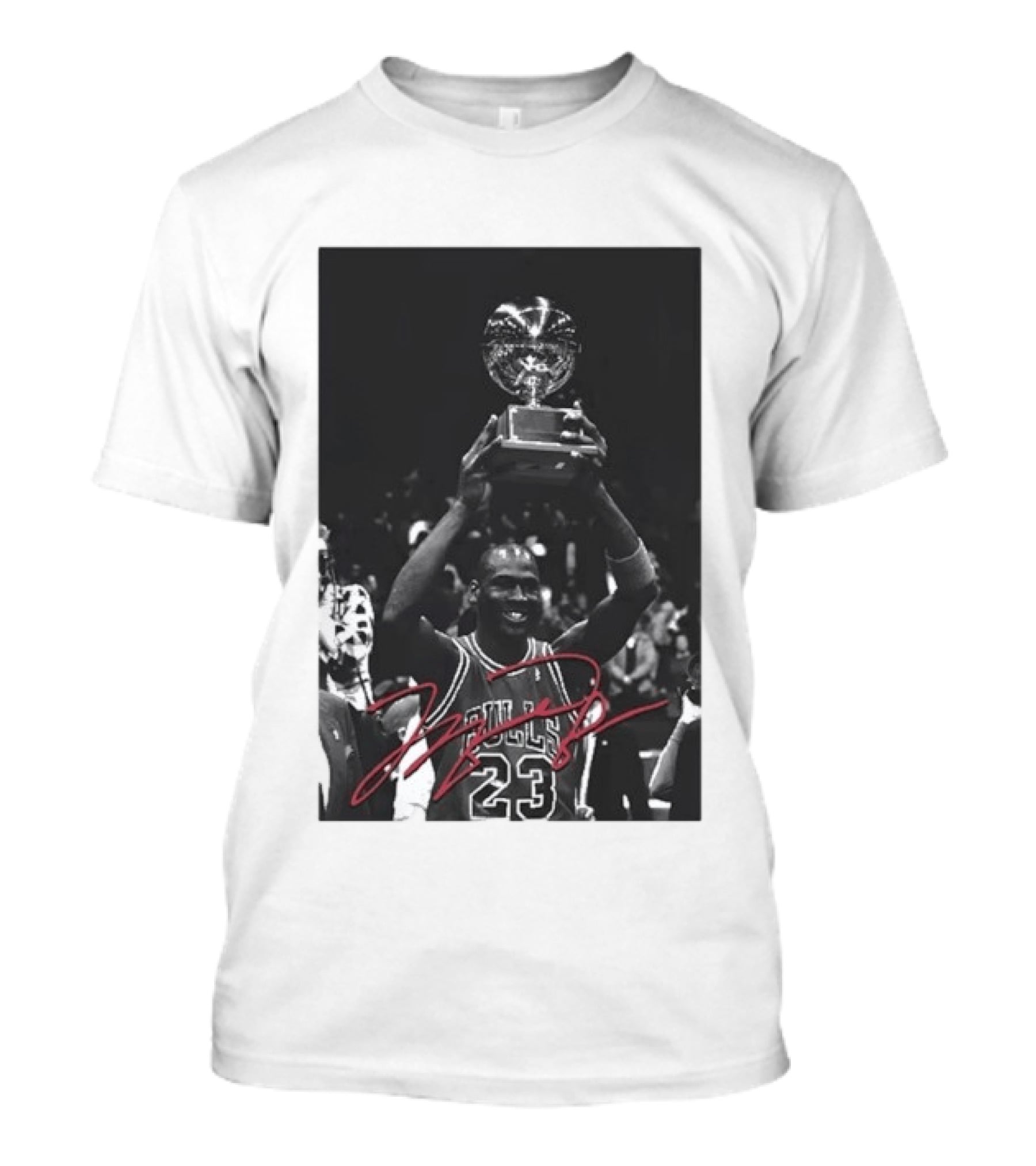 Chicago Bulls Michael Jordan Trophy Victory Celebration Image 23 Signature T-Shirt