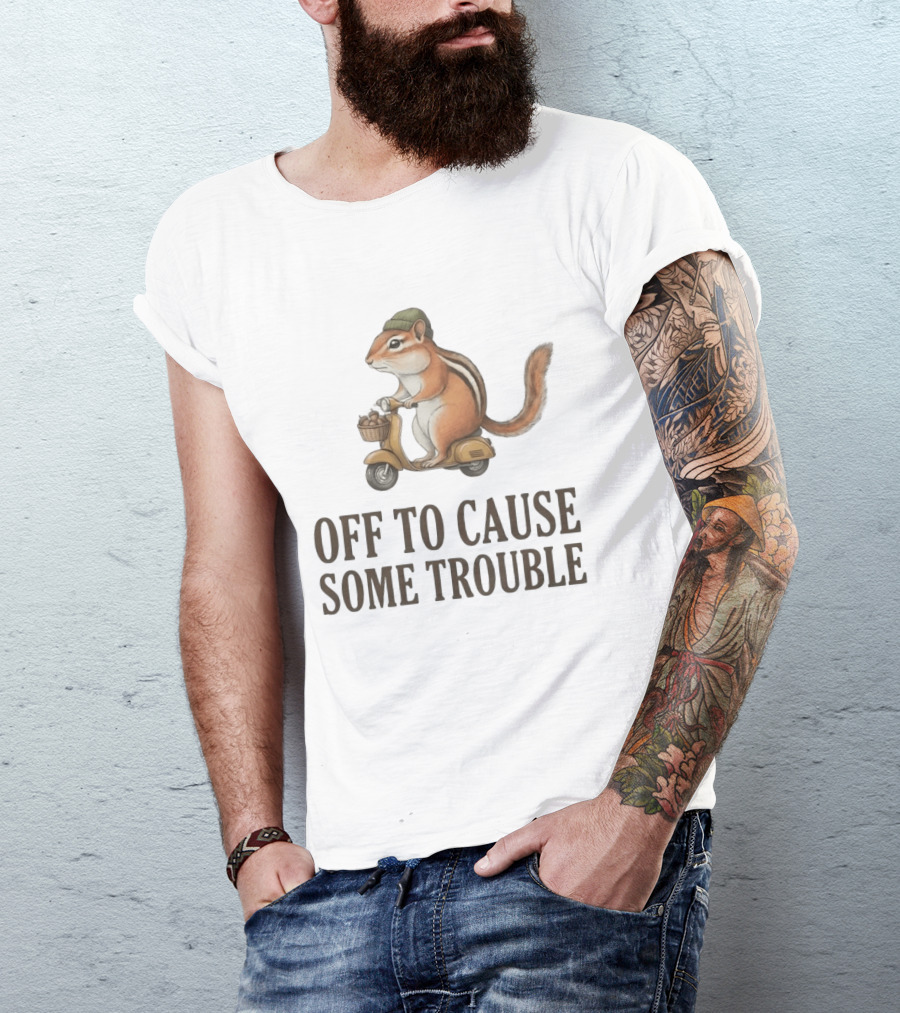 Chipmunk Riding A Scooter Off To Cause Some Trouble T-Shirt