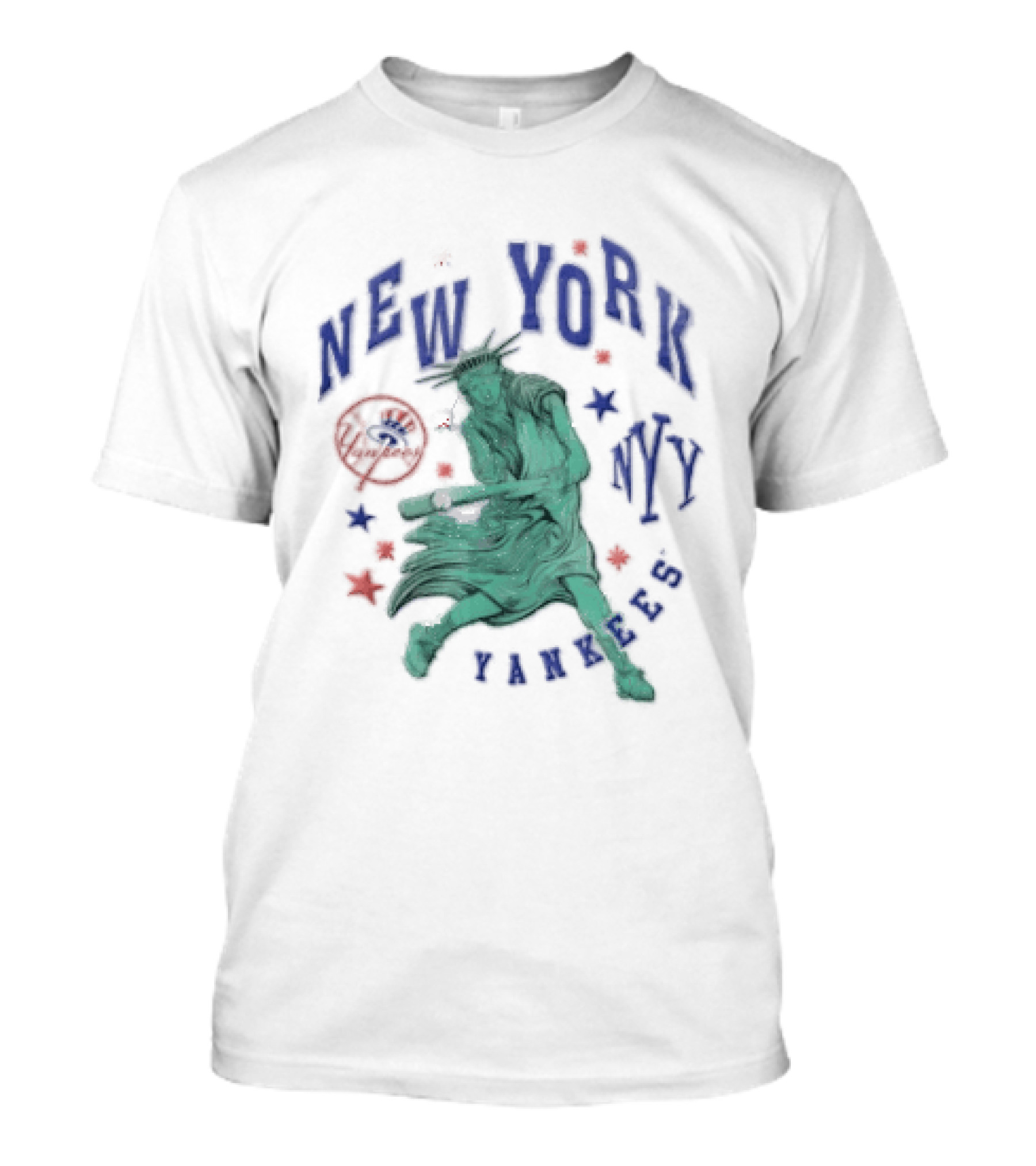 New York Yankees NYY Statue Of Liberty Swinging Baseball Bat MLB Red Stars T-Shirt
