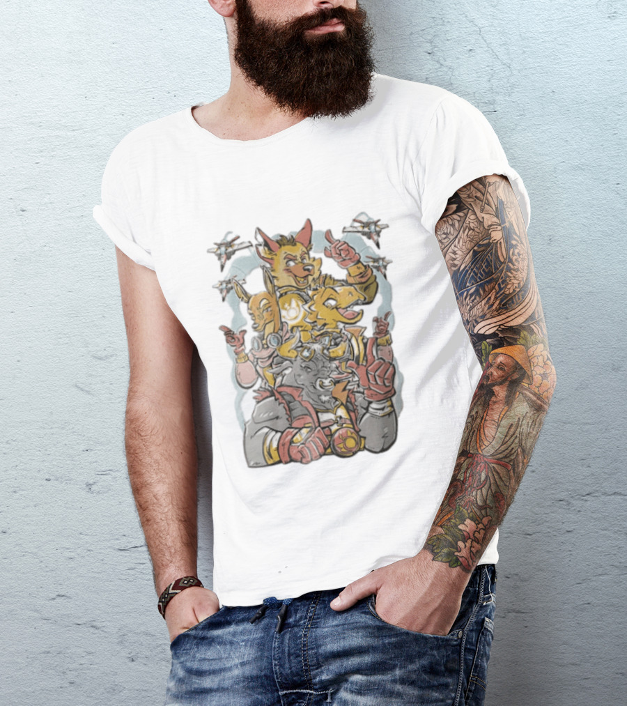 Star Fox Team Characters Thumbs Up Fighter Jets Gaming Adventure T-Shirt