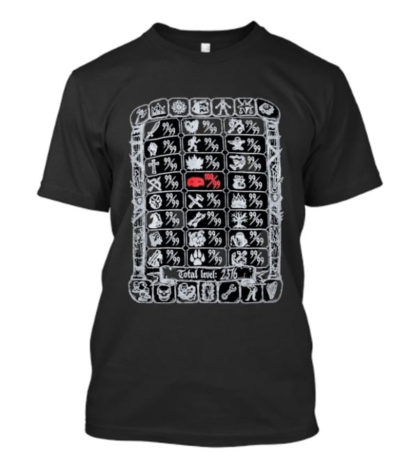 100 Thieves Old School RuneScape Skill Icons Total Level 2376 T-Shirt