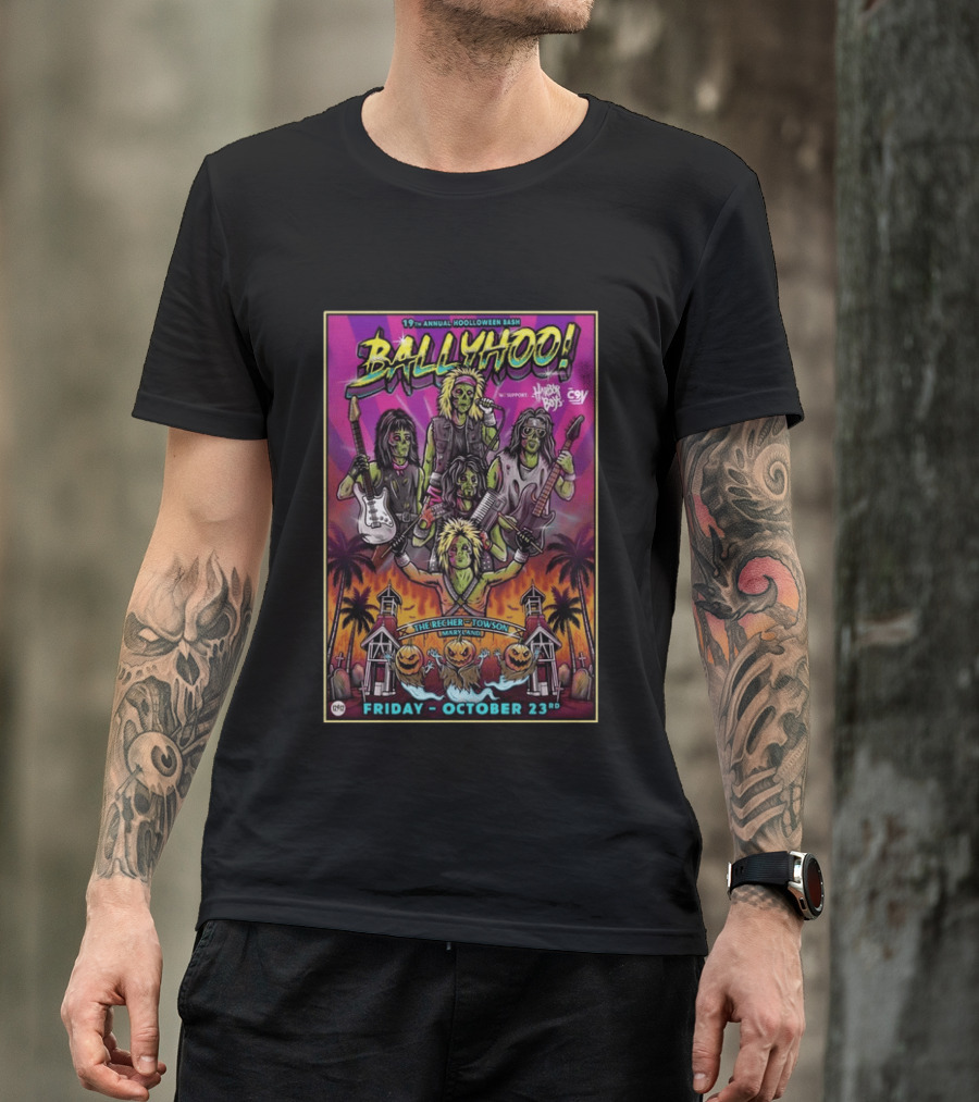 Ballyhoo! 19th Annual Hooloween Bash Recher Towson Friday October 23rd 2026 Halloween Skeleton Zombies T-Shirt