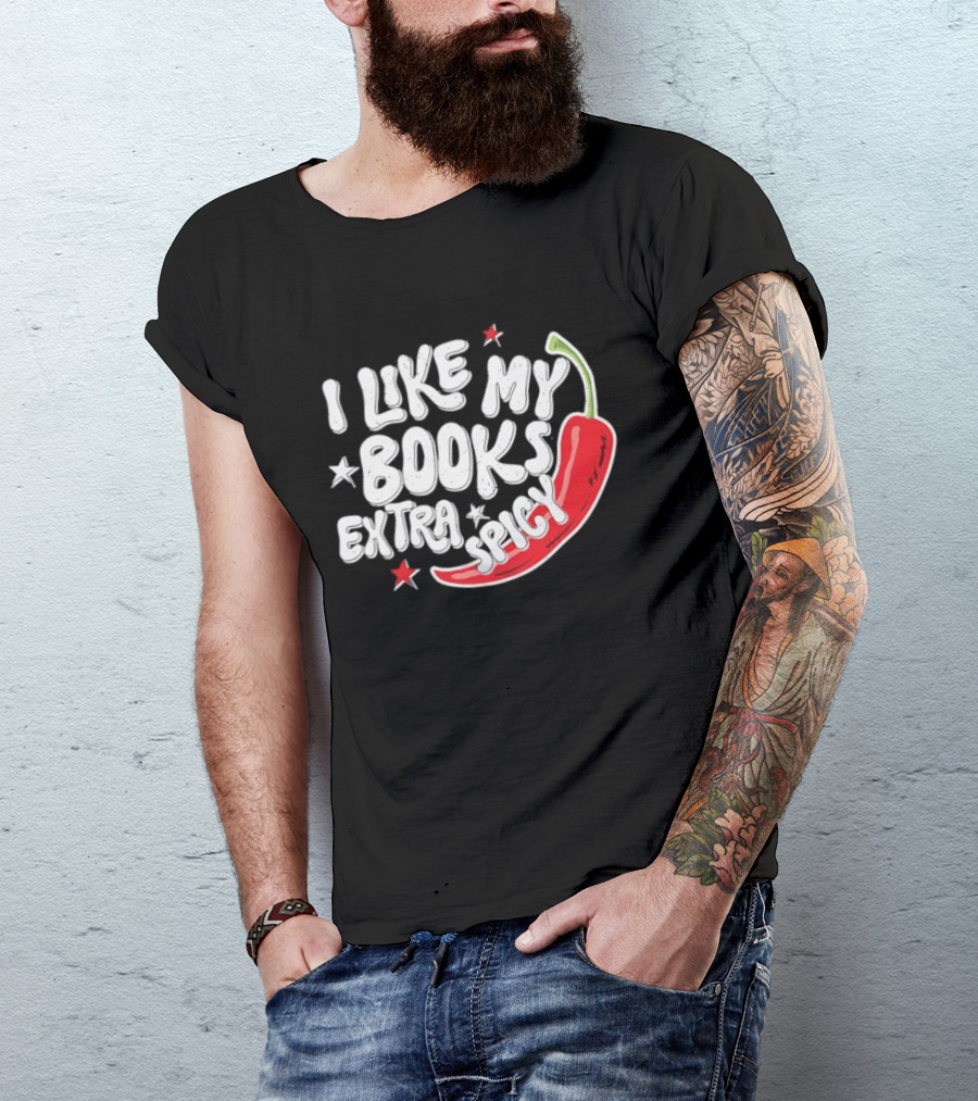 I Like My Books Extra Spicy Pepper Stars T-Shirt