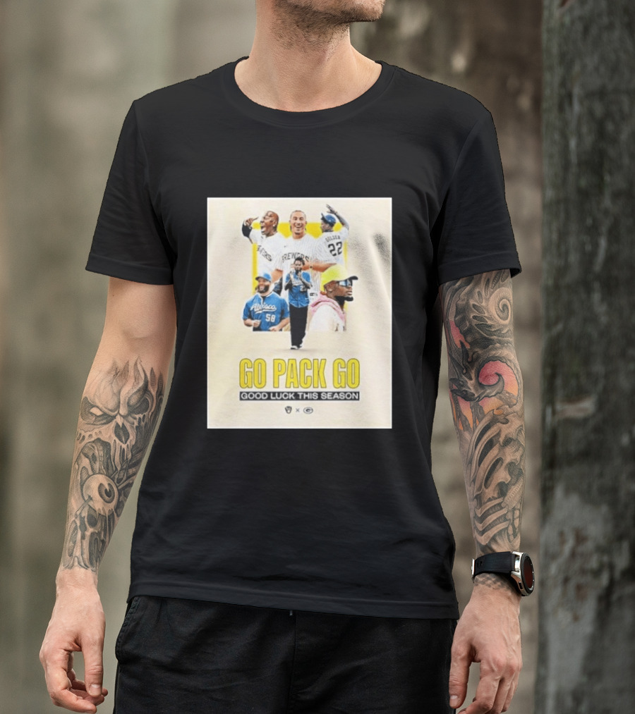 Go Pack Go Brewers Good Luck This Season Packers Sports Collaboration Vintage Vibe T-Shirt