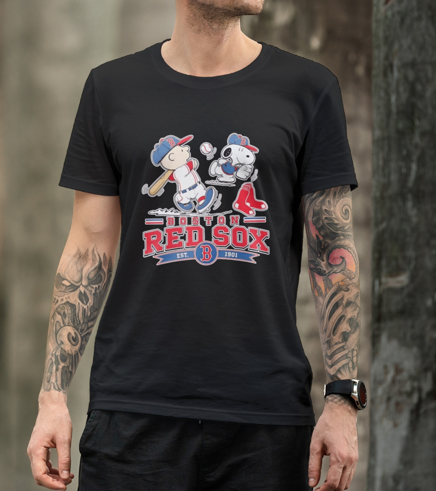 Charlie Brown And Snoopy Boston Red Sox Est 1901 Baseball Peanuts T-Shirt