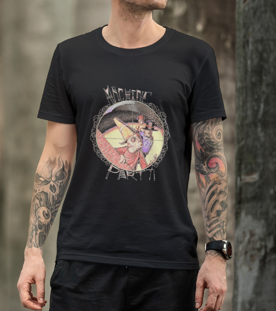 Machine Party Heads Up Comic Style Characters Retro Scene T-Shirt