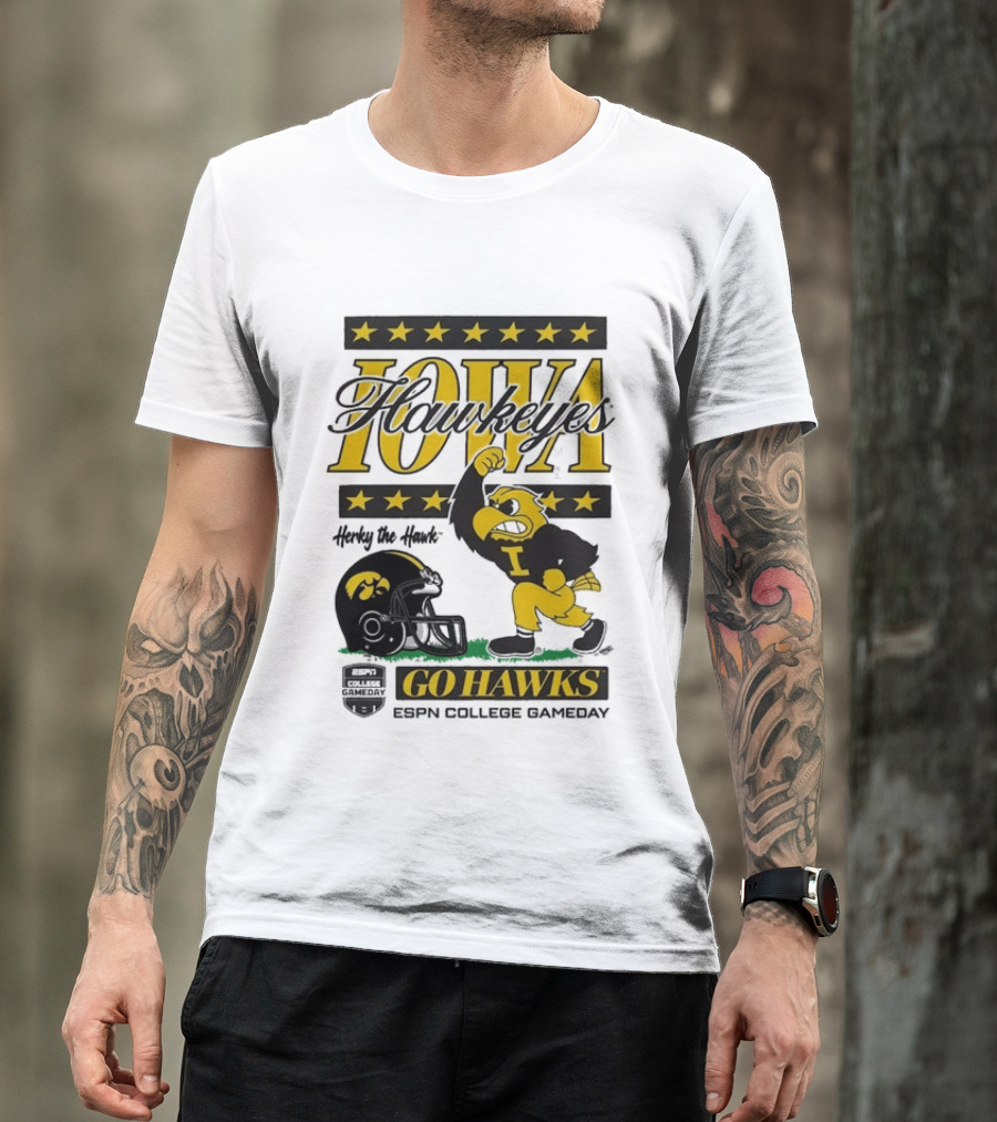 Iowa Hawkeyes Herky The Hawk Go Hawks ESPN College Gameday T-Shirt