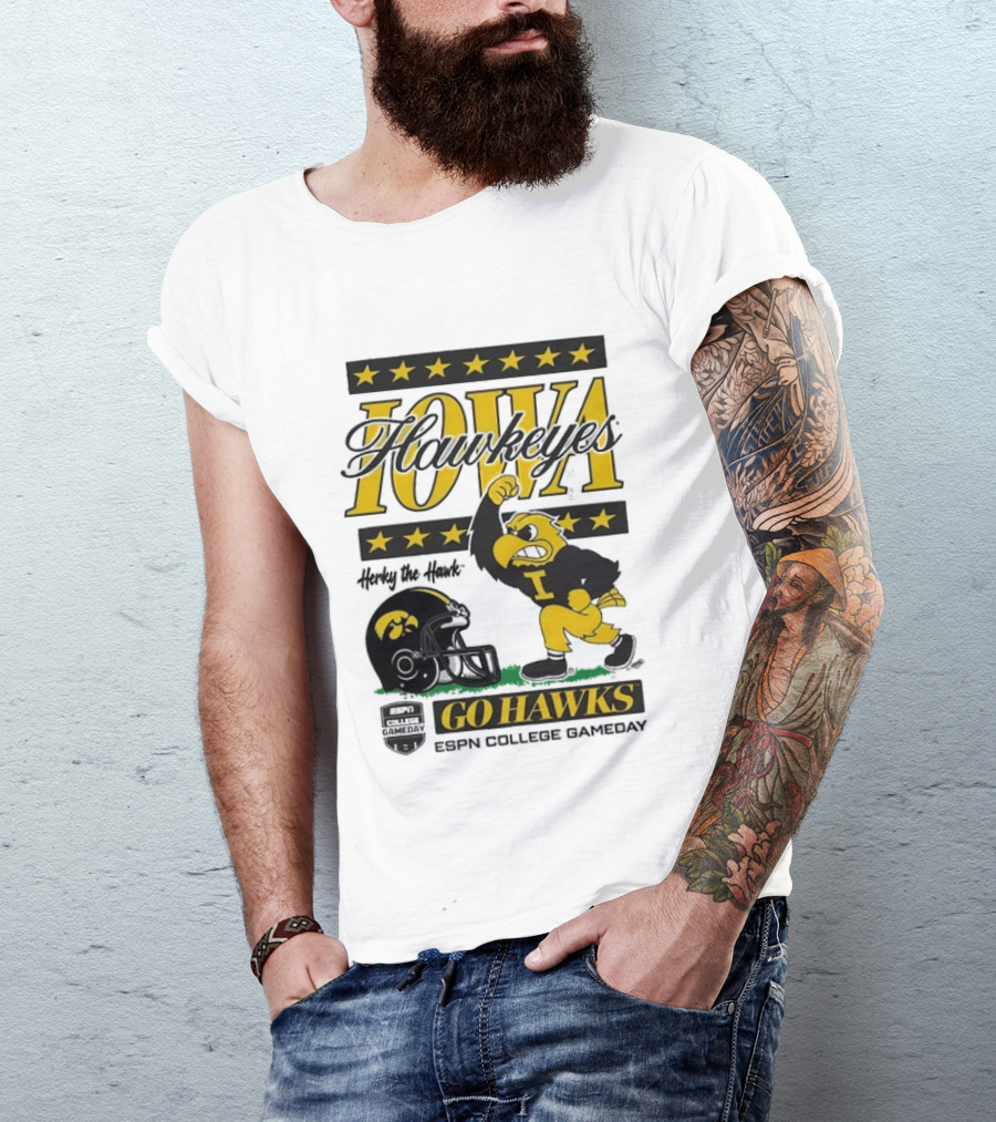 Iowa Hawkeyes Herky The Hawk Go Hawks ESPN College Gameday T-Shirt
