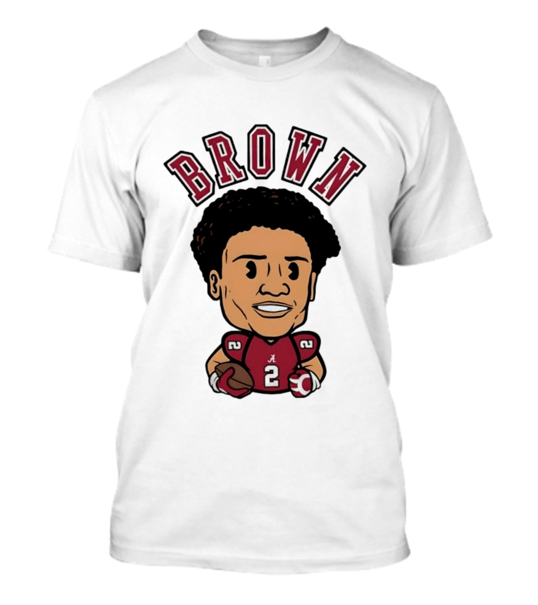 NCAA Football Alabama Crimson Tide Number 2 Brown Caricature T-Shirt