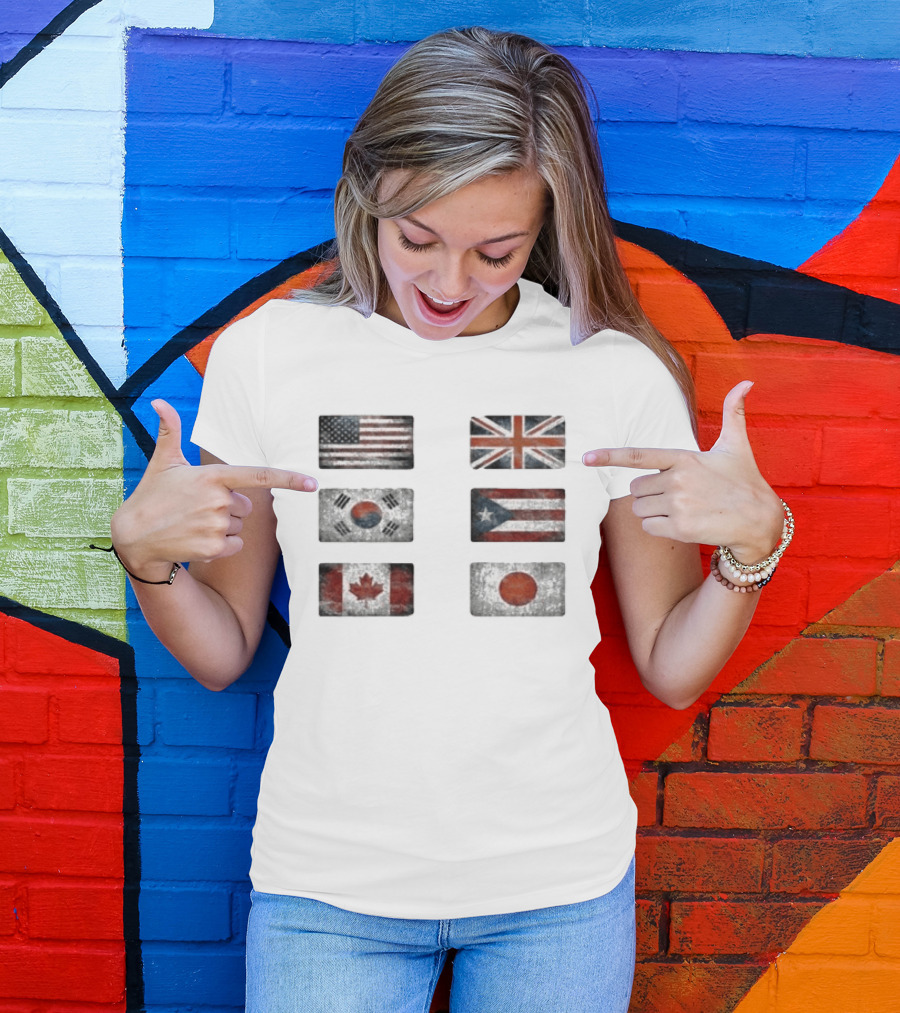 Stealthny Floor 914 World Tour United States United Kingdom South Korea Puerto Rico Canada Japan Flags T-Shirt