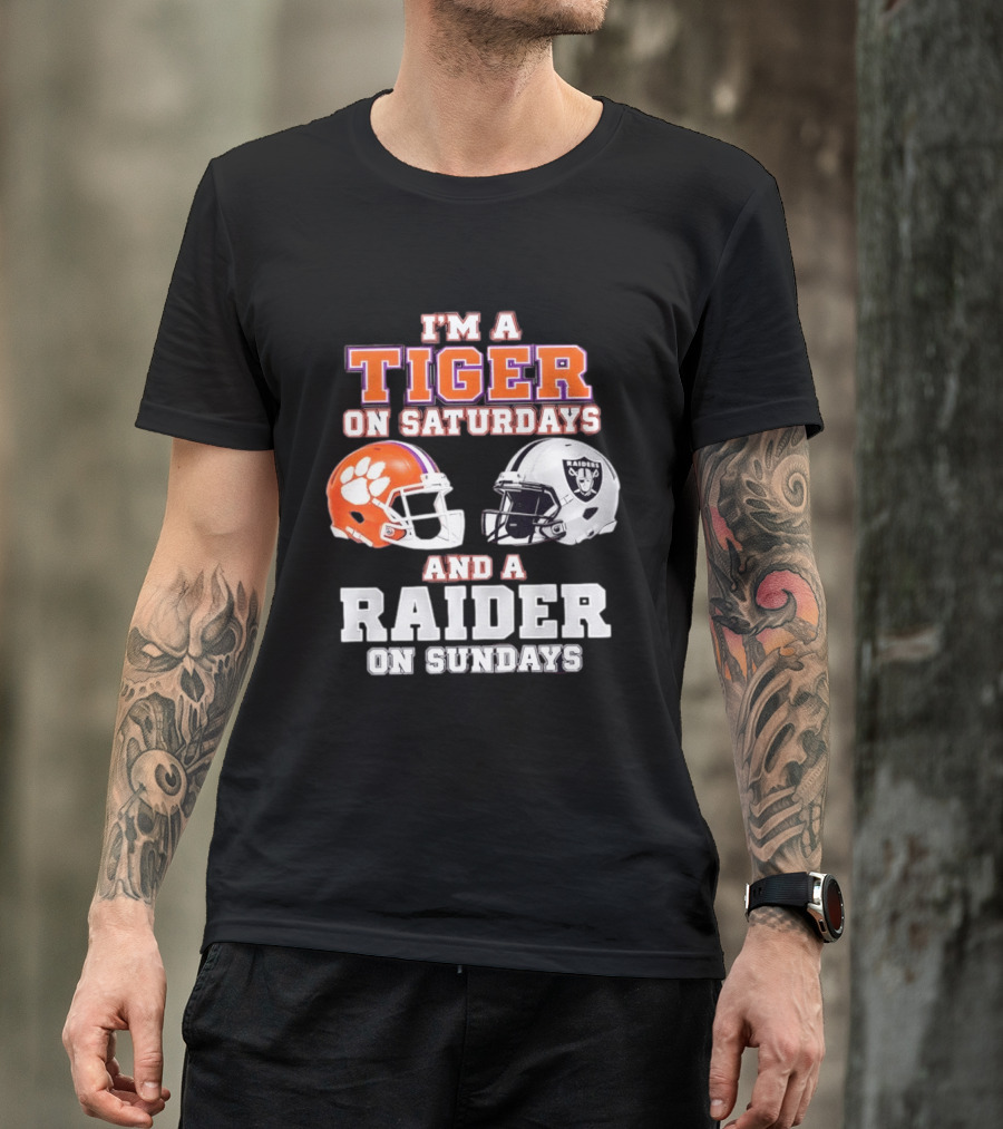 Clemson Tiger Saturdays Raider Sundays Football Fan Helmets T-Shirt