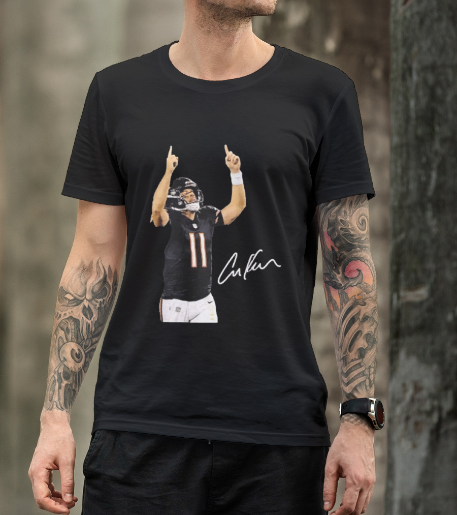 Case Keenum 11 Chicago Bears Football Player Signature Pointing Up T-Shirt