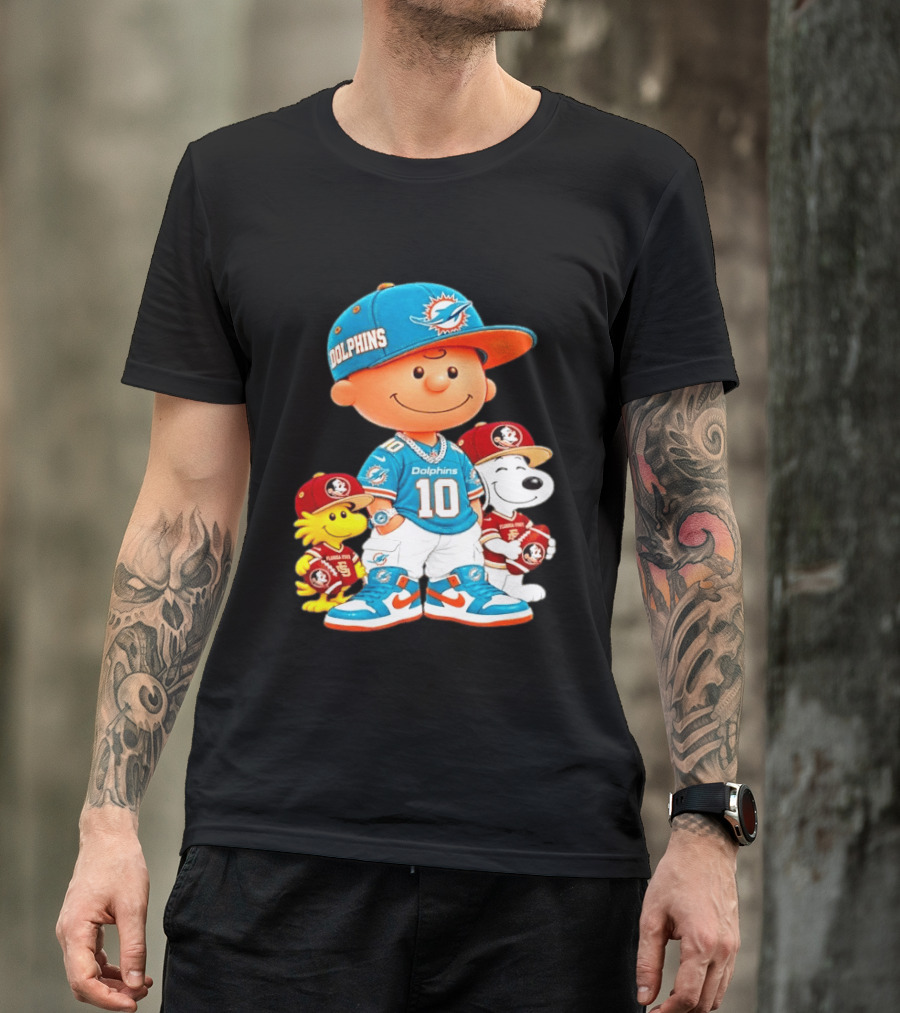 Charlie Brown 10 Snoopy Woodstock Miami Dolphins Florida State T-Shirt