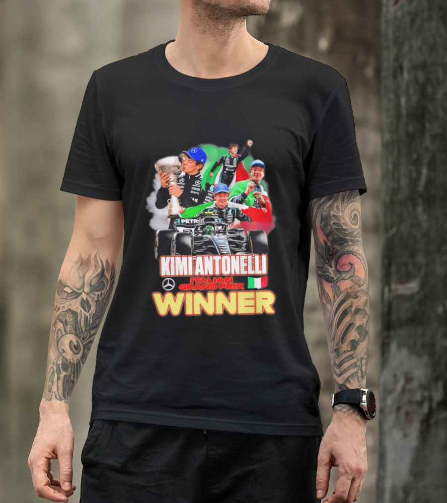 Kimi Antonelli Italian Grand Prix Winner Mercedes Racing Celebration T-Shirt